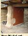 Bike shed, with clay/straw plaster on exterior, lime plaster on inside and ceiling of petates, or mats of carrizo and cattails